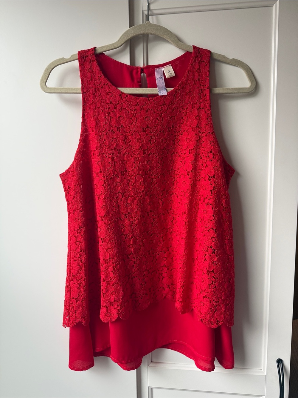 Alya Red Lace Overlay Sleeveless Camisole